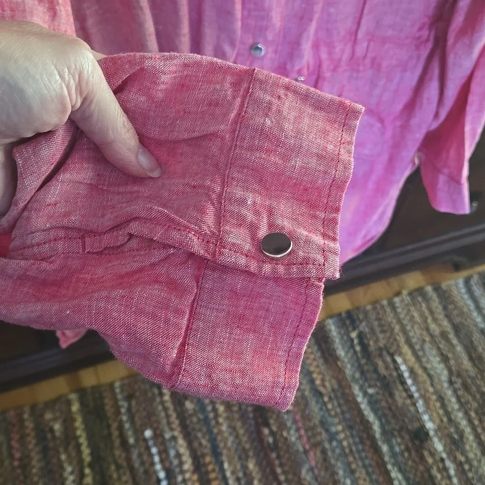 Chico's Linen Lightweight Jacket Size 4 Light Red/Pink - Picture 5 of 7